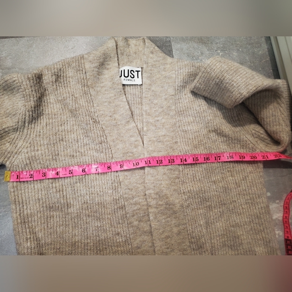 Just Female "Allow Maxi Cardigan". Open Front. Knit. Ribbed Parts. Wool, Alpaga. - Picture 12 of 13